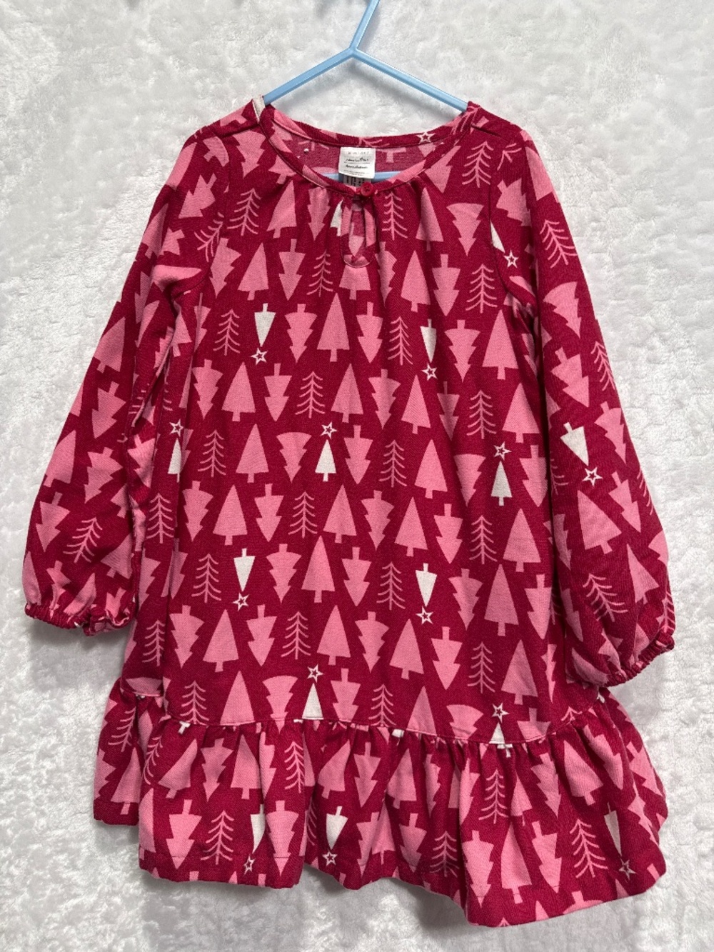 American Girl Hanna Andersson Nightgown Flannel Pink Tree Girls Size 6/7
